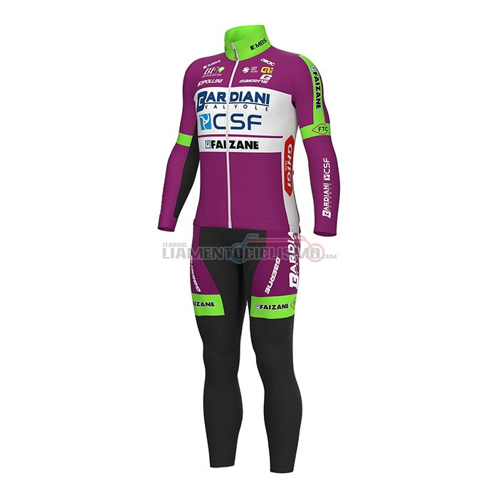 Abbigliamento Ciclismo Bardiani Csf Faizane Manica Lunga 2022 Verde Viola